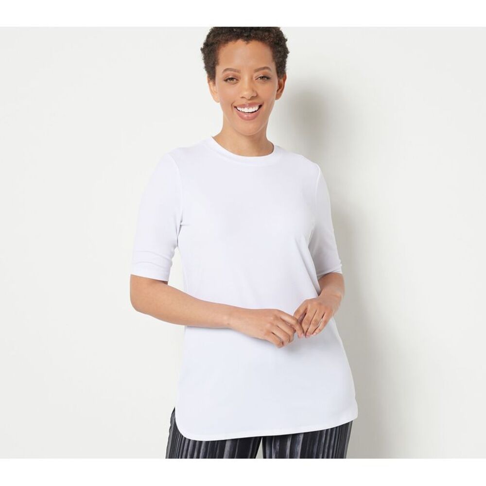 Susan Graver Women's Top Sz XS Essentials Liquid Knit White